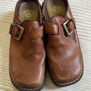 Earth Brown Leather Loafers with Buckle